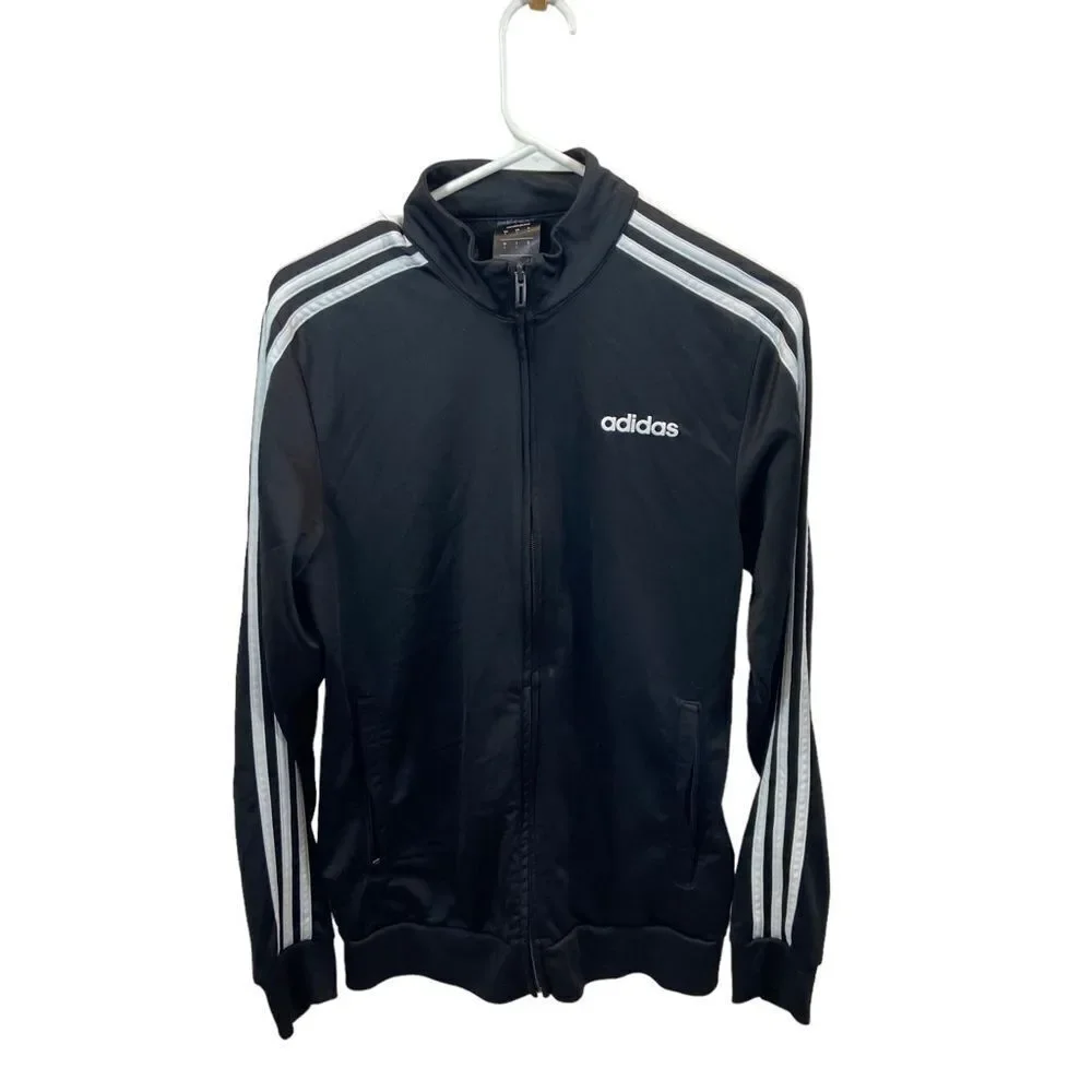Men’s Adidas Essentials Triple Stripe Track Jacket Black and White Size‎ Small
